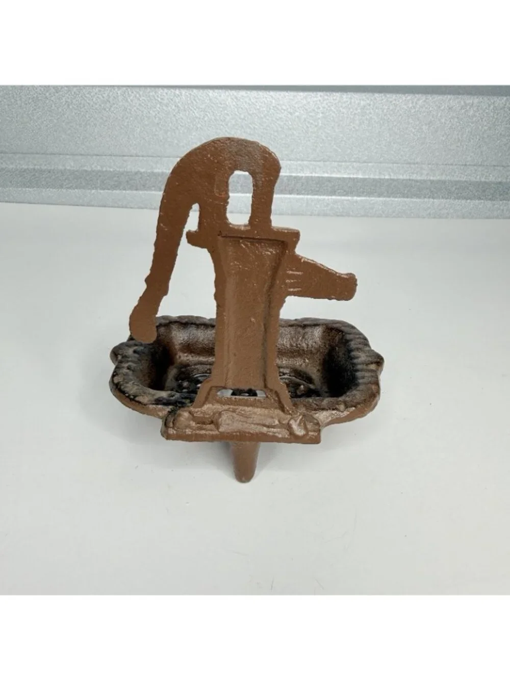 Cast Iron Water Pump Soap Dish Rustic Farmhouse Brown Footed Vintage Style